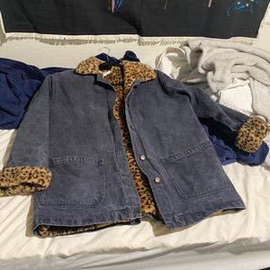 90’s Style Denim Faux Fur Coat